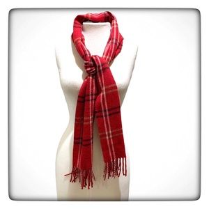 Cejon Fringed Plaid Scarf Red